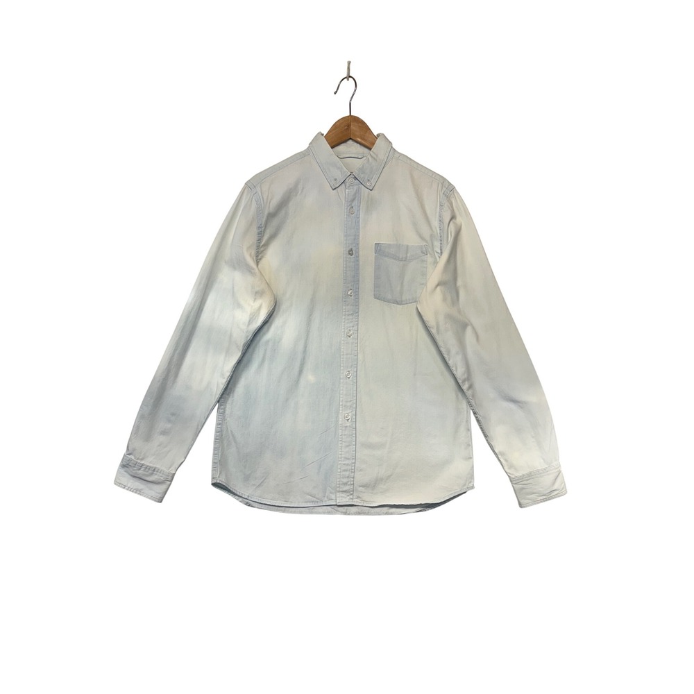 Saturdays New York City Mens M Light Blue Bleach Wash Button Down Shirt